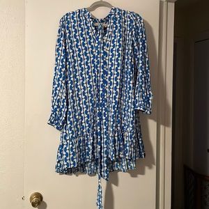 Zara Blue and White Dress Size L